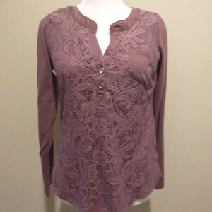Self Esteem Purple Embellished Long Sleeve Blouse